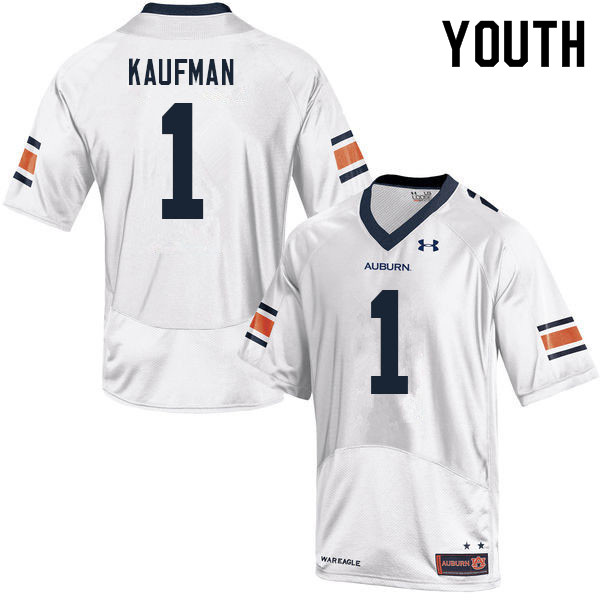 Youth Auburn Tigers #1 Donovan Kaufman White 2021 College Stitched Football Jersey